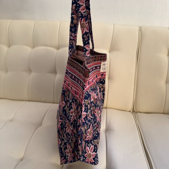 Sézane x Sea New York limited edition tote bag, navy paisley floral print, NWOT - Picture 3 of 5